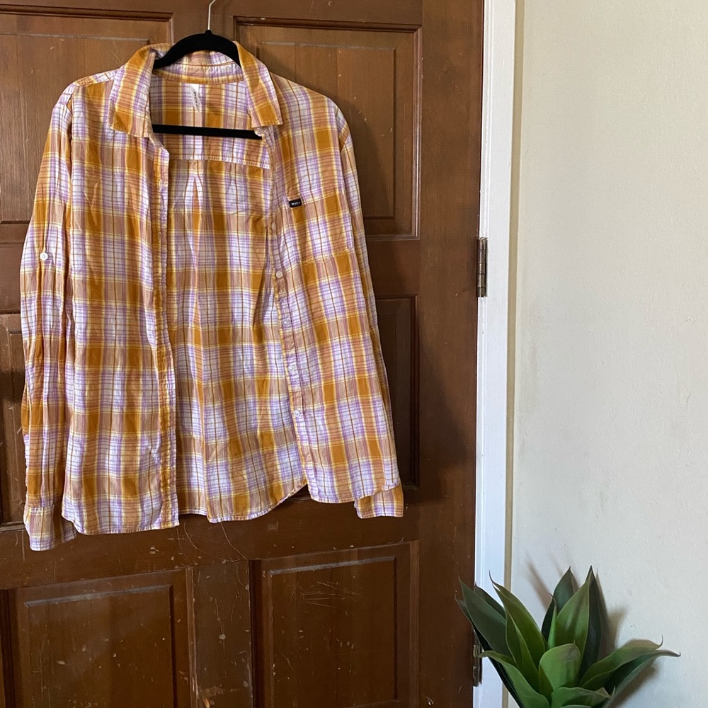 RVCA lightweight plaid long sleeve shirt